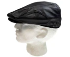 DENTS Men's Leather Cap Hat with Satin Lining Driving Flat Vintage Cabbie Golf - Black