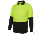 HI VIS LONG SLEEVE POLO SHIRT Top Safety Workwear Fluro Breathable Dry WB - Yellow