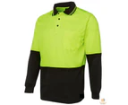 HI VIS LONG SLEEVE POLO SHIRT Top Safety Workwear Fluro Breathable Dry WB - Yellow