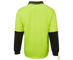 HI VIS LONG SLEEVE POLO SHIRT Top Safety Workwear Fluro Breathable Dry WB - Yellow
