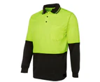 HI VIS LONG SLEEVE POLO SHIRT Top Safety Workwear Fluro Breathable Dry WB - Yellow