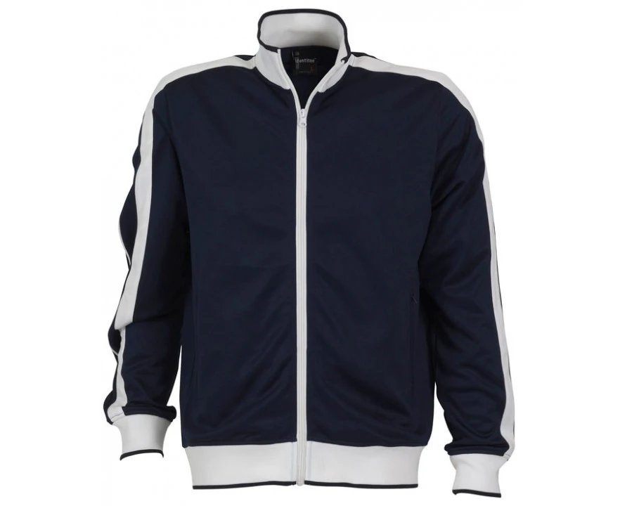 Identitee Men's Varsity Track Top Jacket Tracksuit Warm Winter Jumper Long Sleeve - Navy/White