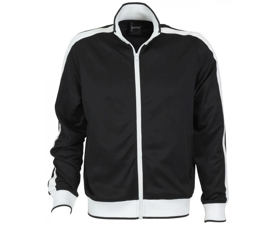 Identitee Men's Varsity Track Top Jacket Tracksuit Warm Winter Jumper Long Sleeve - Black/White