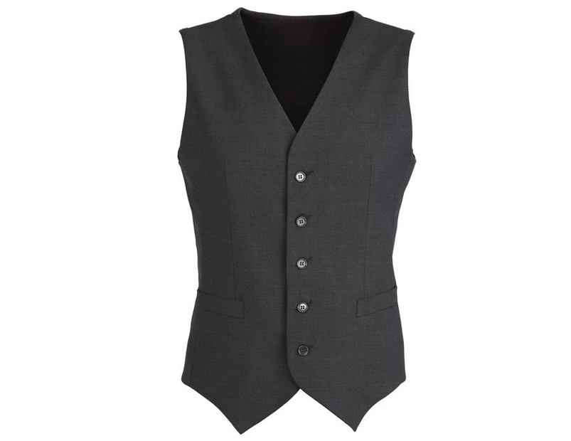 Men's Wool Blend Vest w/ Knitted Back Waistcoat Sleeveless Wool Blend - Charcoal
