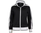 Identitee Ladies Track Top Jacket Tracksuit Warm Winter Full Zip Varsity Jumper - Black/White
