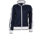 Identitee Ladies Track Top Jacket Tracksuit Warm Winter Full Zip Varsity Jumper - Navy/White