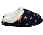 ARCHLINE Orthotic Slippers Slip On Scuffs Medical Pain Relief Moccasins - Navy with Hearts