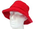 Terry Towelling BUCKET HAT Daggy Fishing Camping Lad Cap Retro 100% COTTON - Red