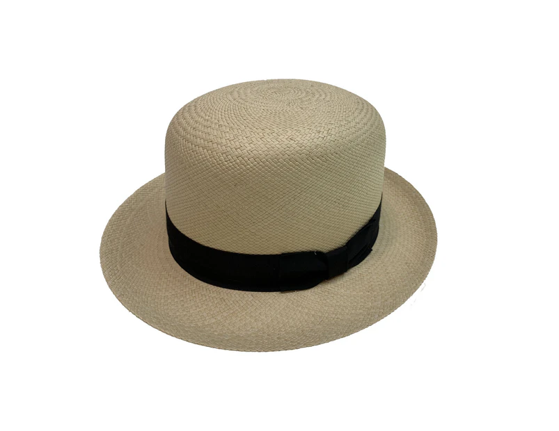 Boutique Mens Straw Bowler Hat Straw MADE IN USA Fine Du-Pont Teflon Genuine Panama