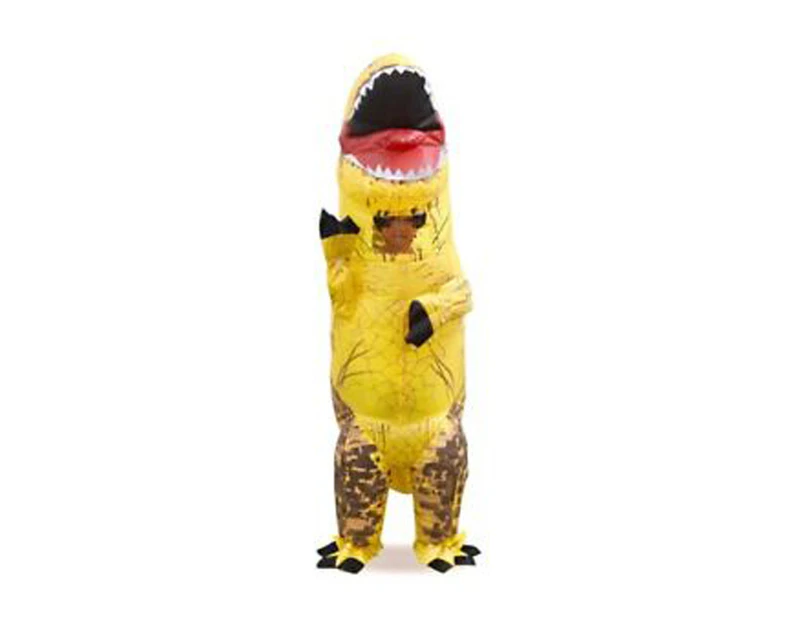 Child Inflatable Trex Dinosaur Costume Kids Boys Jurassic Blow Up T Rex 100-140CM - Yellow