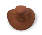Cowboy Hat Sun Hat Faux Felt Leather Suede Travel Cap Brown