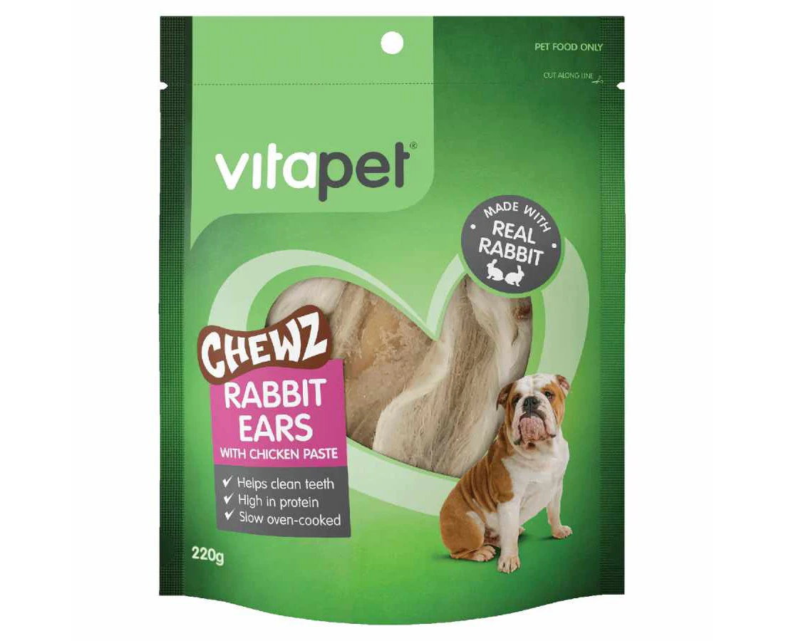 VitaPet Chewz Rabbit Ear with Chicken Paste For Dog Treats 220g