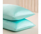 2 Pack Satin Hair Skin Pillowcases, Envelope Closure Satin Pillowcases - Turquoise - King(20X40 Inches)