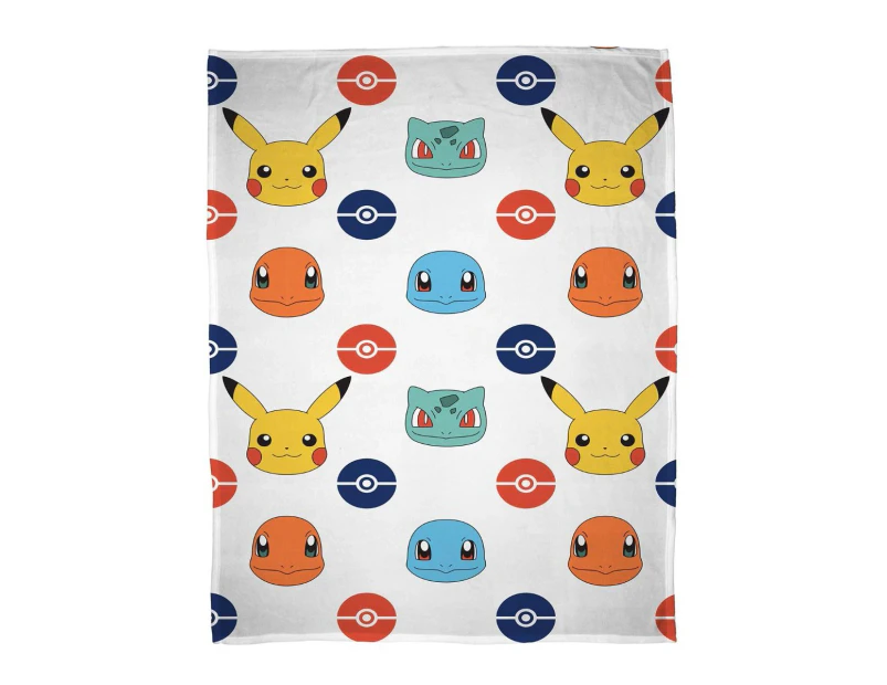 Pokemon Fleece Badge Blanket (White/Multicoloured) - AG2195