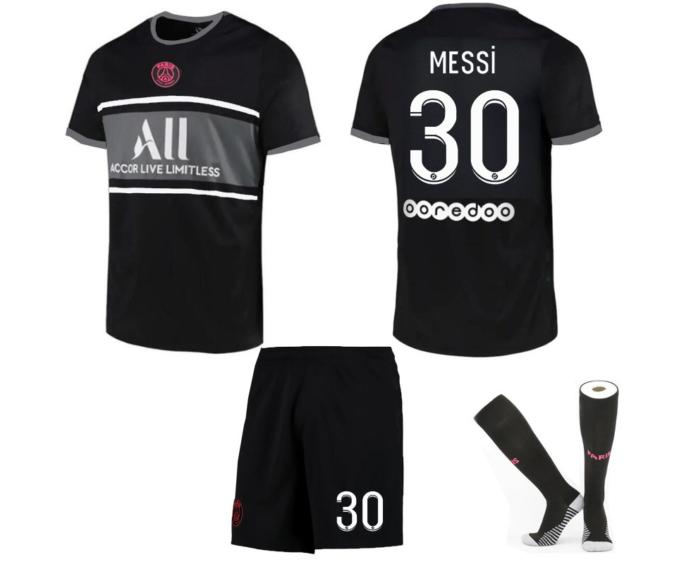 Youth Messi #30 PSG Jersey Kit 2021/22 Away