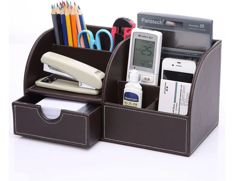 Office desk organizer organization system table organizer PU leather pen holder pen box pen holder multifunctional office supplies - Braun