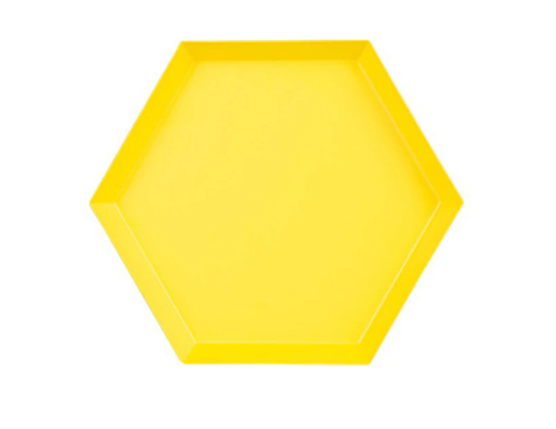 Polygonal Desktop Storage Tray Geometric Rhombus Metal Hexagonal Compote - Yellow