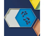 Polygonal Desktop Storage Tray Geometric Rhombus Metal Hexagonal Compote - Blue
