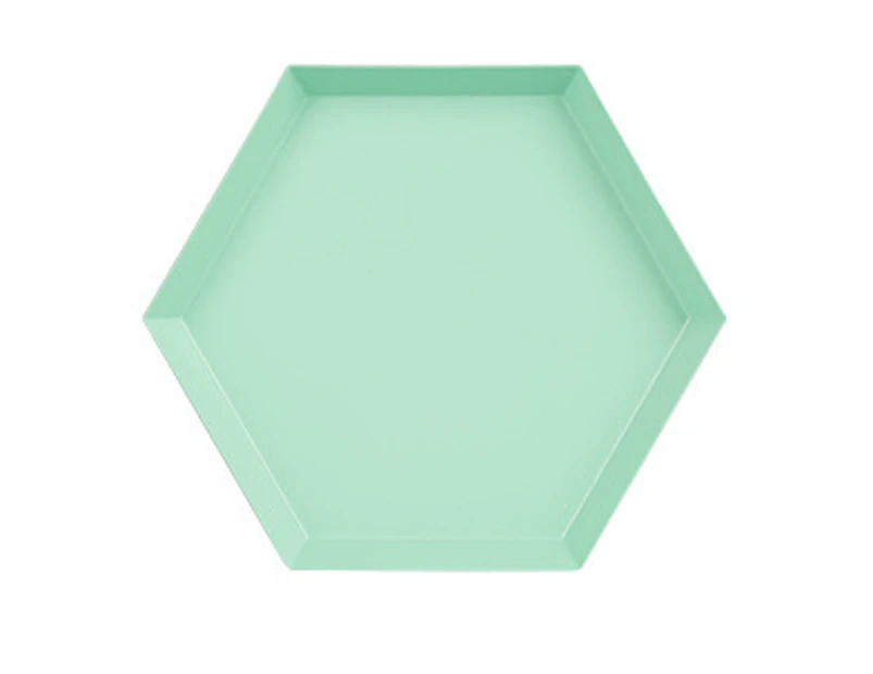 Polygonal Desktop Storage Tray Geometric Rhombus Metal Hexagonal Compote - Green