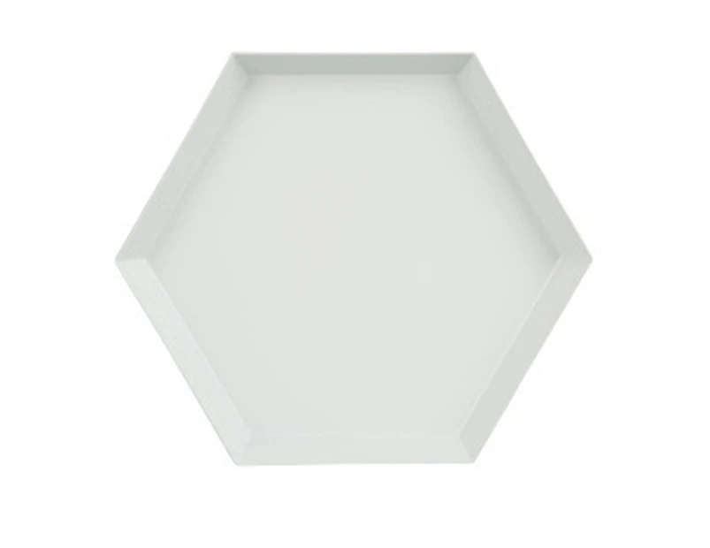 Polygonal Desktop Storage Tray Geometric Rhombus Metal Hexagonal Compote - White