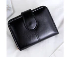 Knbhu Women Wallet Solid Color Multi Card Slot Faux Leather Multi-purpose Compact Coin Pocket Wallet Purse for Shopping-Black