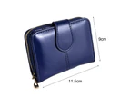 Knbhu Women Wallet Solid Color Multi Card Slot Faux Leather Multi-purpose Compact Coin Pocket Wallet Purse for Shopping-Dark Blue