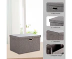 Linen Fabric Storage Bin with Lid Foldable Storage Box Organizer Storage Basket - Gray