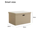 Linen Fabric Storage Bin with Lid Foldable Storage Box Organizer Storage Basket - Beige