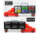 1 Set Kids Container Car with Slide Track 6 Mini Car Extendable Carry Handle Alloy Model Toy Portable Simulation Sliding Car Toy Play Set Gift - Red