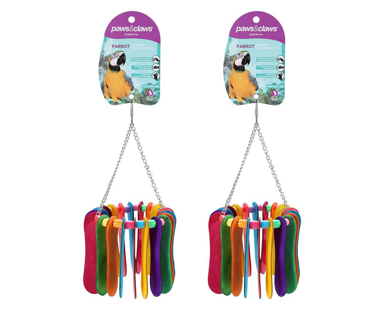 2x Paws & Claws 20x10cm Rainbow Popsicle Parrot Pet/Bird Hanging Interactive Toy