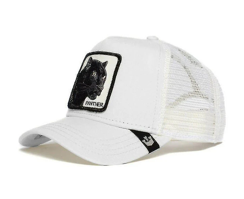 Adults Panther Mesh Cap Summer Baseball Cap Trucker Cap - Panther White