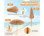 Costway 2.43m Patio Thatched Tiki Umbrella 8 Ribs Portable Hawaiian Hula Beach