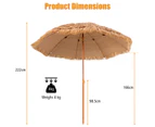 Costway 2.43m Patio Thatched Tiki Umbrella 8 Ribs Portable Hawaiian Hula Beach