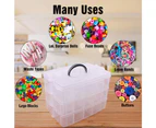 3-Tier Stackable Storage Container Box with 30 Compartments, Plastic Organizer Box for Arts and Crafts, Toy, Fuse Beads, Washi Tapes, 9.5X6.5X7.2inch