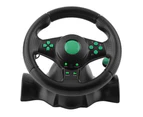 180 Degrees Rotation ABS Gaming Vibration Racing Steering Wheel with Pedals-Black