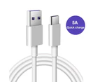 5A Fast Charging Mobile Phone Type-C Data Cable Cord for Huawei Mate10 P20-White-1.5M