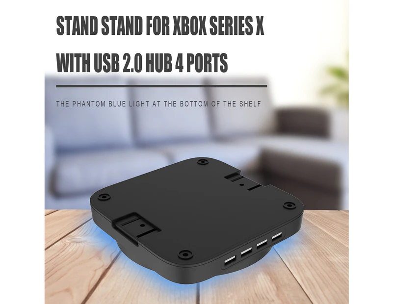 Portable Plastic Game Console Bracket with 4 USB Ports 2.0 HUB Home Controller Holder for Xbox Series X-Black