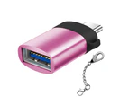 Bluebird USB 3.0 Female to Type-C Male High Speed OTG Adapter Converter for PC Phone-Pink with Chain