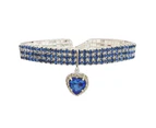 Rhinestone Pet Love Necklace - Blue - S