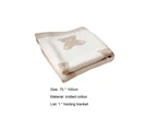 Oraway Bear Pattern Throw Blanket Anti-pilling Knitted Cotton Swaddle Wrap Sleeping Blanket for Couch - Brown