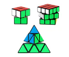 3Pcs Speed Cube Set, All Black Base Puzzles Magic Cube Set of 2x2x2 3x3x3 Pyramid Smooth Puzzle Cube