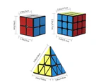 3Pcs Speed Cube Set, All Black Base Puzzles Magic Cube Set of 2x2x2 3x3x3 Pyramid Smooth Puzzle Cube