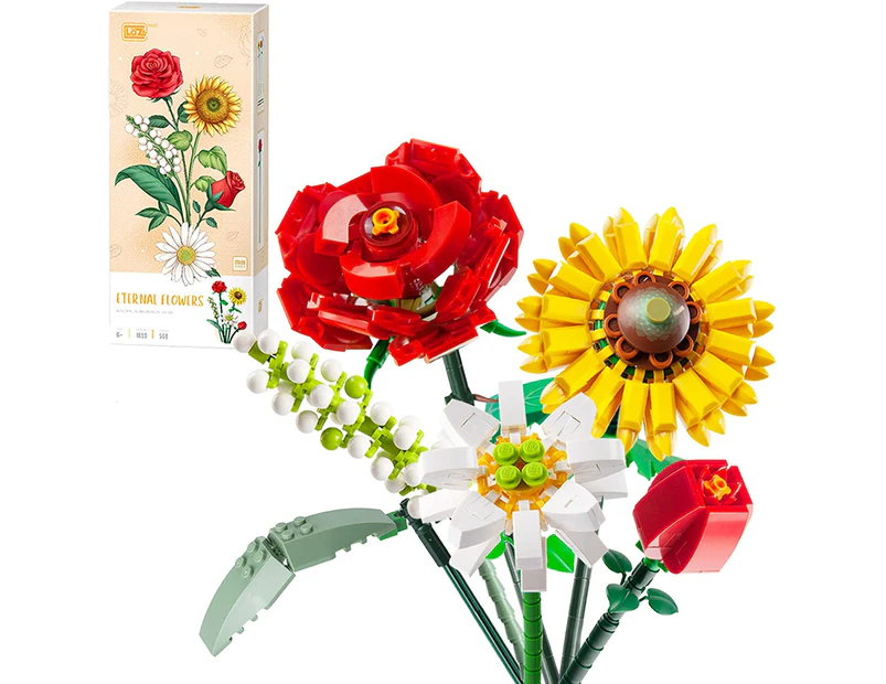 Flowers Bouquet Sets Mini Artificial Flowers Building Blocks for Gifts, DIY Bouquet Building Bricks - Sunflowers