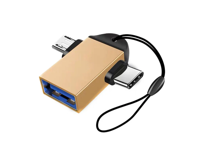 Bluebird Portable 2-in-1 USB3.0 to TYPE-C OTG Adapter Data Transfer Converter for Mobile Phone Tablet Laptop-Golden