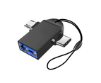 Bluebird Portable 2-in-1 USB3.0 to TYPE-C OTG Adapter Data Transfer Converter for Mobile Phone Tablet Laptop-Black