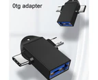 Bluebird Portable 2-in-1 USB3.0 to TYPE-C OTG Adapter Data Transfer Converter for Mobile Phone Tablet Laptop-Black