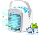 Wireless Portable Mini Air Cooler Fan, Multifunctional Personal USB 2000 MAh Air Cooler with 3-Speed, 7 Colors Changing LED Night Light Humidifie-White