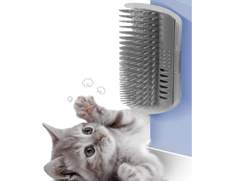 Cat Self Groomer, 2 Pack Cat Grooming Brush, Cat Face Scratcher, Wall Corner Groomers Soft Grooming Brush -Grey - Grey
