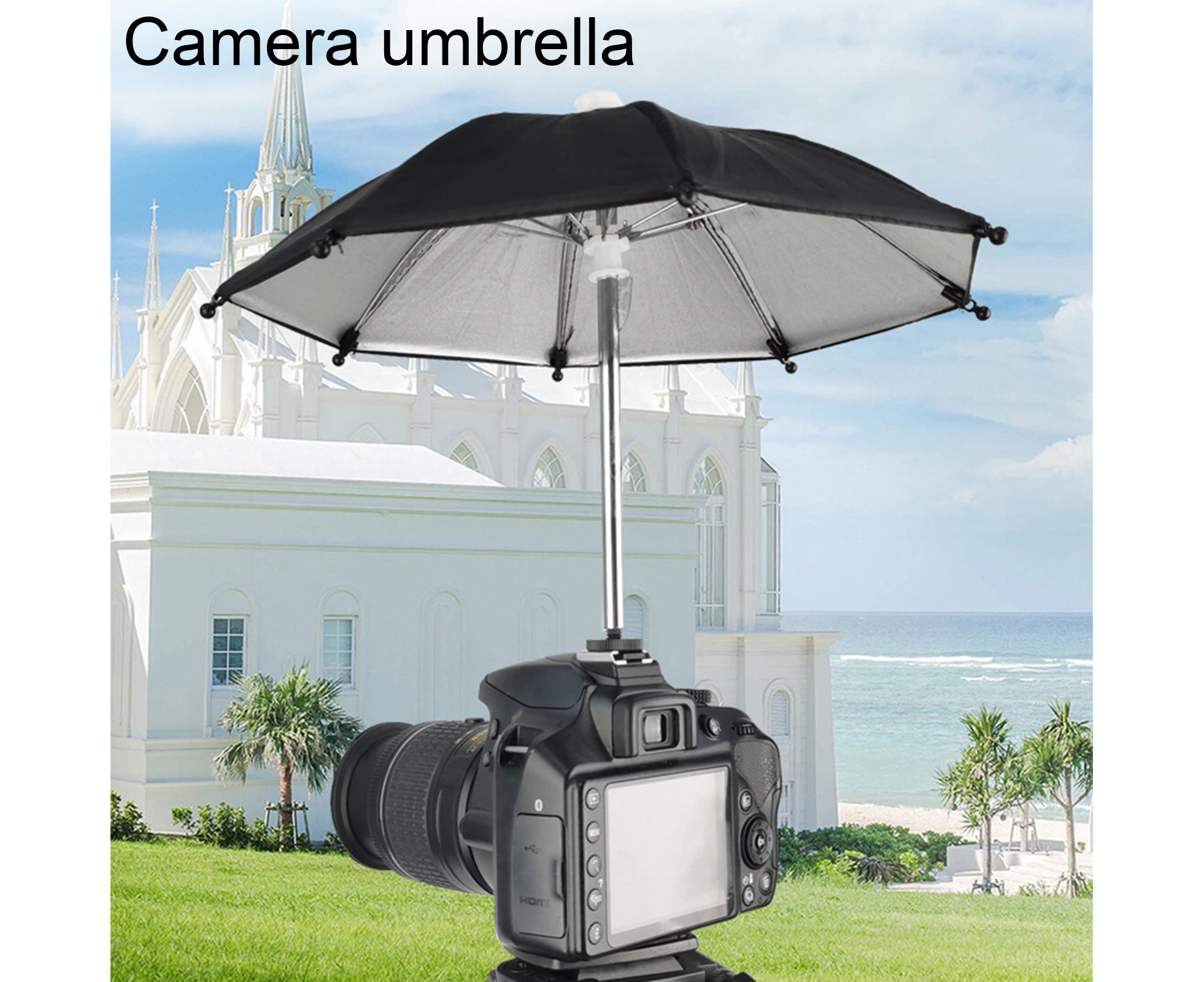 Bluebird DSLR Camera Umbrella Universal Hot Shoe Cover Photography Accessory Camera Sunshade Rainy Holder for Canon-Black