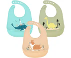 Set of 3 Baby Silicone Bibs Waterproof silicone bibs for feeding with drip tray Easy cleaning Soft bibs for toddlers Baby food